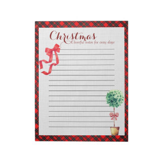 Bloco De Notas Arco Vermelho Xadrez Natal Botânico Festivo Rústic