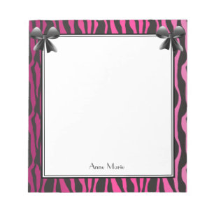 Bloco De Notas Arcos cor-de-rosa com padrão Black Zebra Stripes