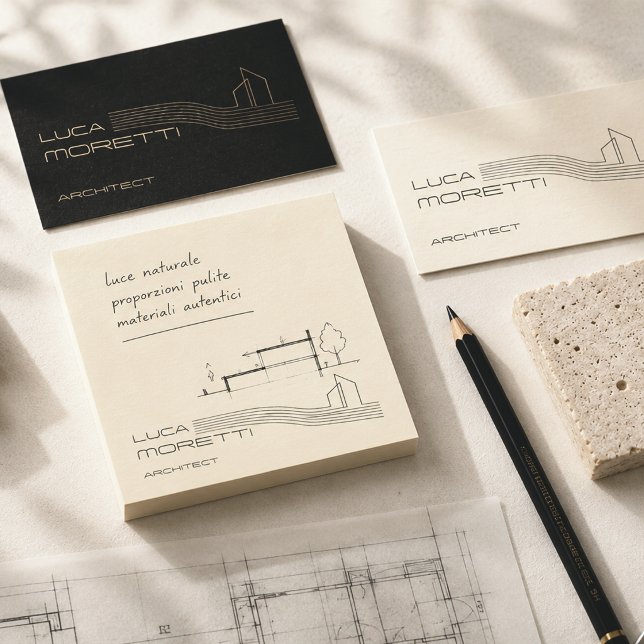 Bloco De Notas Arquiteto Preto Marfim Luxo Minimal Branded (This custom post it note compliments perfectly your business cards!)