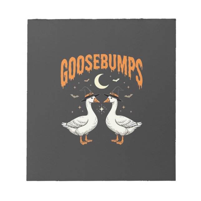 Bloco De Notas Arrepios de Bruxas de Halloween de Gansos Design V (Frente)