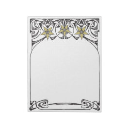 Bloco De Notas Art Nouveau Fronteira Dourada da Flor