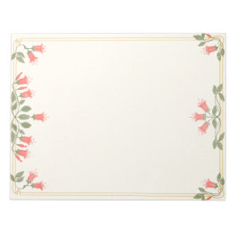 Bloco De Notas Art Nouveau Fuchsia Floral Border Notepad