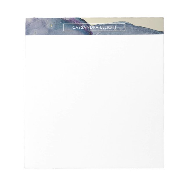 Bloco De Notas Arte abstrata líquida com tinta alcoólica azul e r (Frente)