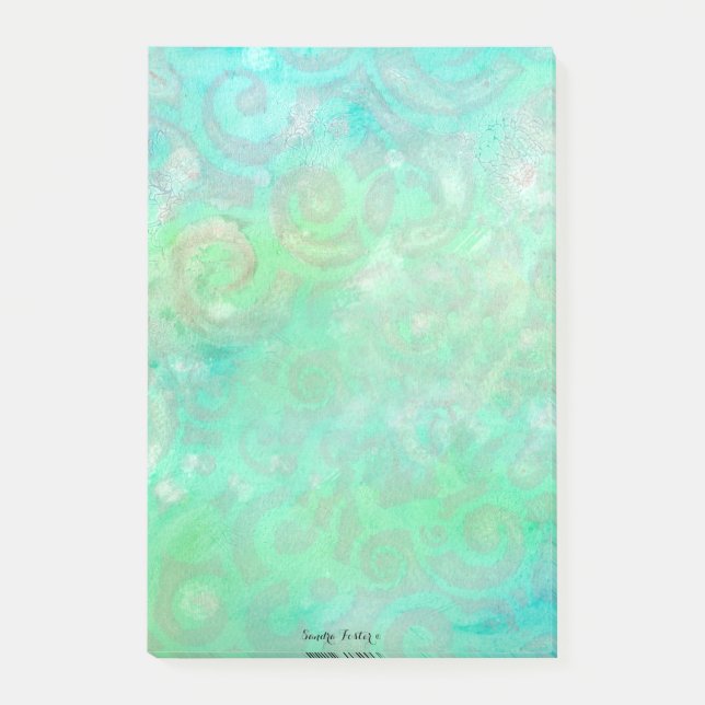 Bloco De Notas Arte Abstrato azul e verde (Frente)