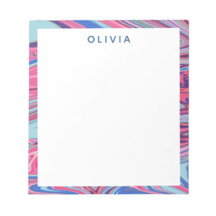 Bloco De Notas Arte abstrato Marmoreada em Azul e Rosa