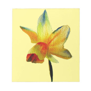 Bloco De Notas arte de aquarela Narciso Amarelo Flor de Primavera
