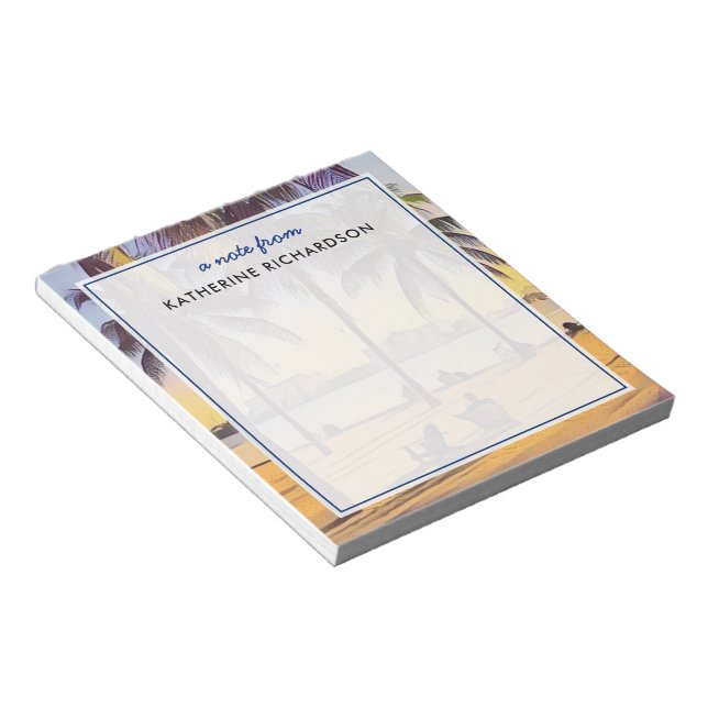 Bloco De Notas Arte de Aquarela Personalizada em Miami Beach, Flo (Inclinado)