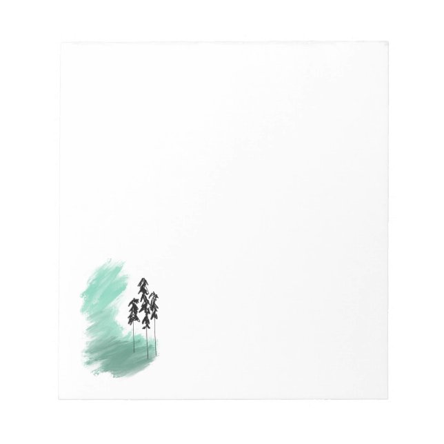 Bloco De Notas arte de árvore verde escandinava simples menta mod (Frente)