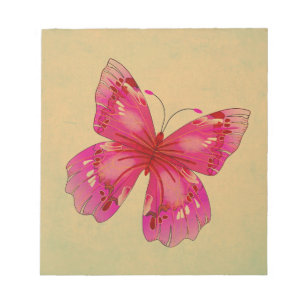 Bloco De Notas Arte de borboletas oriental rosa