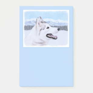 Bloco De Notas Arte de Cão Siberiana (Prata e Branca)