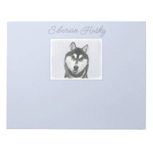 Bloco De Notas Arte de Cão Siberiana (Preto e Branco)