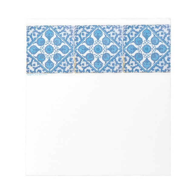 Bloco De Notas Arte de Centáurea Azul Branco Delft (Frente)