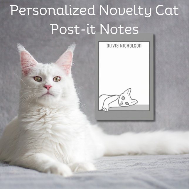 Bloco De Notas Arte de Gatinho Preguiçoso Personalizada Novidade  (Lazy Kitten Art Personalized Novelty Cat Post-it Notes)