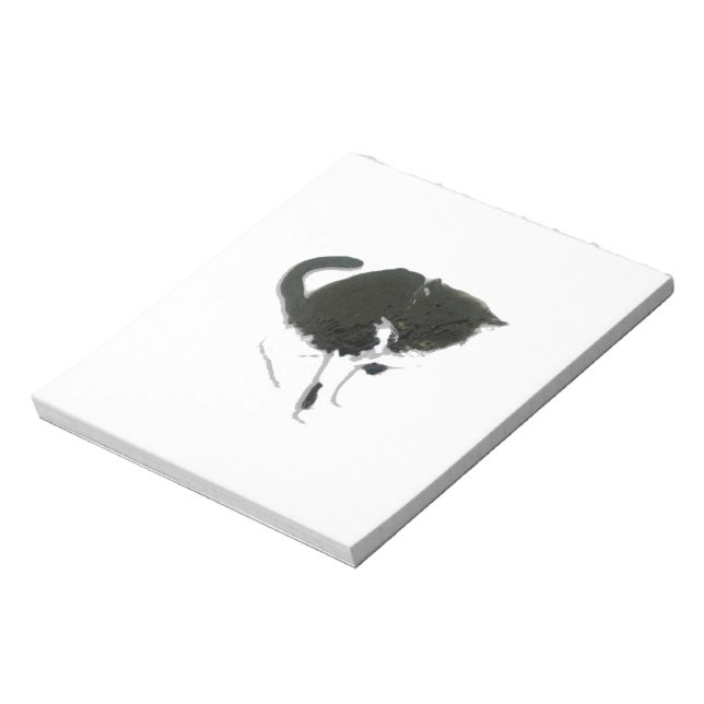 Bloco De Notas Arte de Gato Preto e Branco (Invertido)