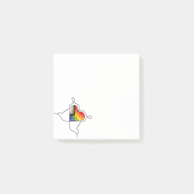 Bloco De Notas Arte de Linha do Coração Orgulho Progresso (Frente)