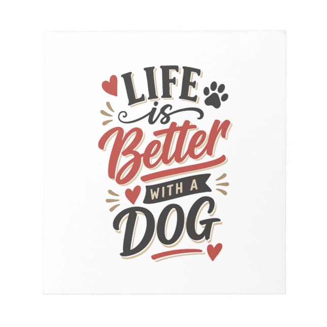 Bloco De Notas Arte de Parede para Amantes de Cachorros - A Vida  (Frente)