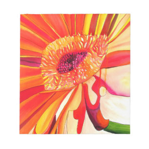 Bloco De Notas Arte de pintura a aquarela de flor vermelha gerber
