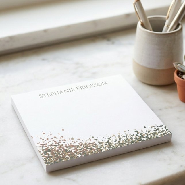 Bloco De Notas Arte de respingo de tinta em tons terrosos minimal (Chic earth-tone paint splatter notepad—a perfect, portable gift for your busy daily notes.)