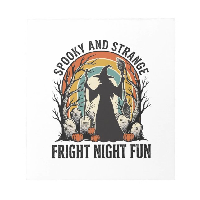 Bloco De Notas Arte de Silhueta de Cemitério de Halloween Bruxa V (Frente)
