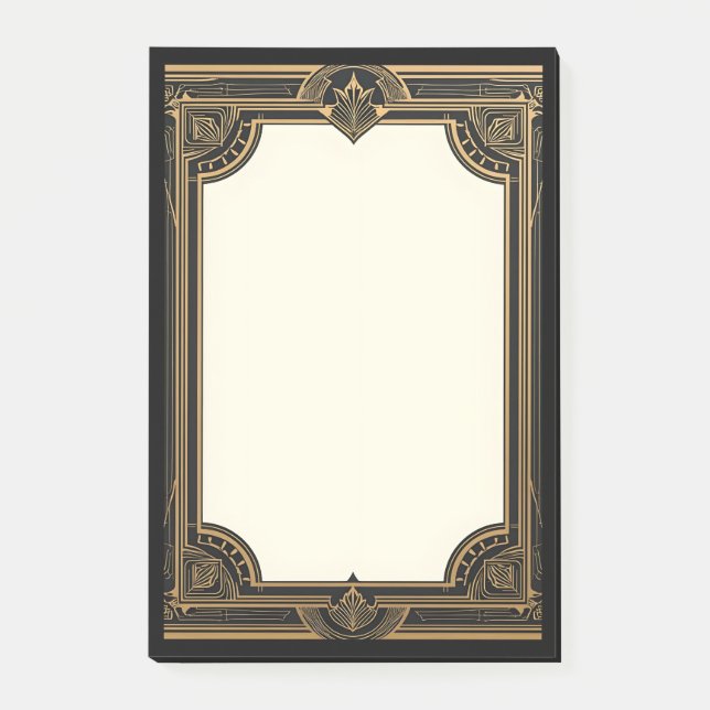 Bloco De Notas Arte Deco Clássica Dourado sobre Preto (Frente)