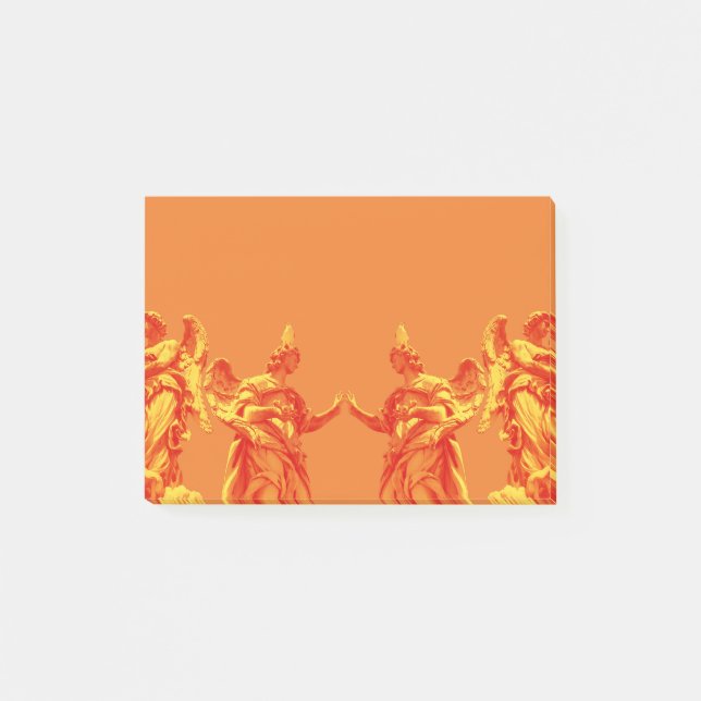 Bloco De Notas Arte digital cor laranja com esculturas (Frente)