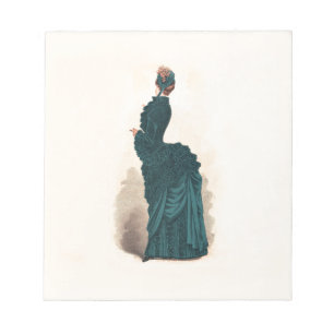 Bloco De Notas Arte feminina do Vestido Victoriano Azul Elegante