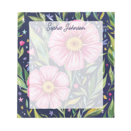 Bloco De Notas Arte Floral Aquarela Rosa Bonito Personalizado