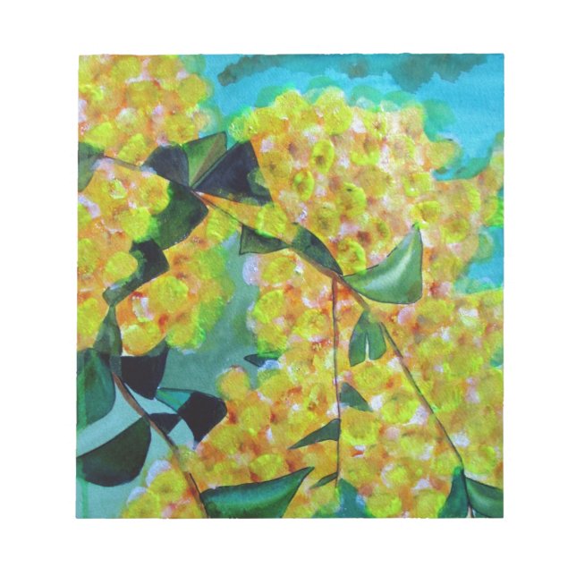 Bloco De Notas Arte floral australiana original de Wattle (Frente)