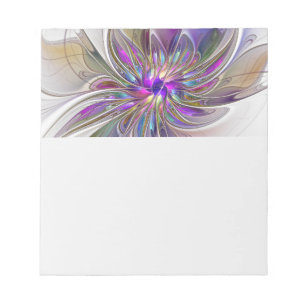 Bloco De Notas Arte floral fractal abstrata colorida e energética