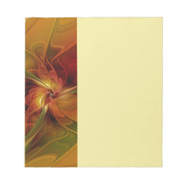 Bloco De Notas Arte Floral Fractal Abstrata Vermelha Laranja Marr