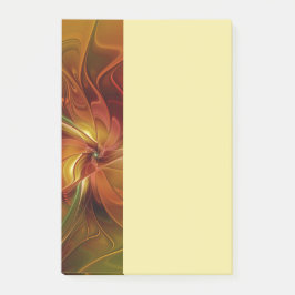 Bloco De Notas Arte Floral Fractal Abstrata Vermelho Laranja Marr