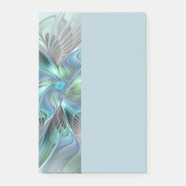 Bloco De Notas Arte fractal de fantasia de borboleta azul verde a