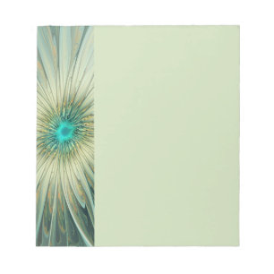 Bloco De Notas Arte fractal de flor de fantasia em verde sálvia a