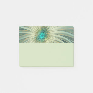 Bloco De Notas Arte fractal de flor de fantasia em verde sálvia a