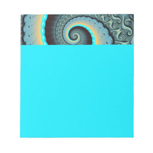 Bloco De Notas Arte Fractal Espiral Azul Turquesa Abstrato Laranj