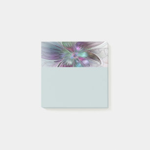 Bloco De Notas Arte fractal floral moderna flor abstrata colorida