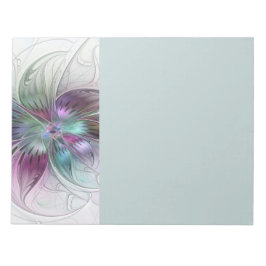 Bloco De Notas Arte fractal floral moderna flor abstrata colorida