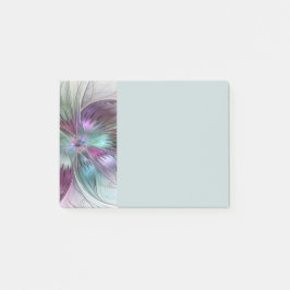 Bloco De Notas Arte fractal floral moderna flor abstrata colorida