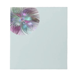 Bloco De Notas Arte fractal floral moderna flor abstrata colorida