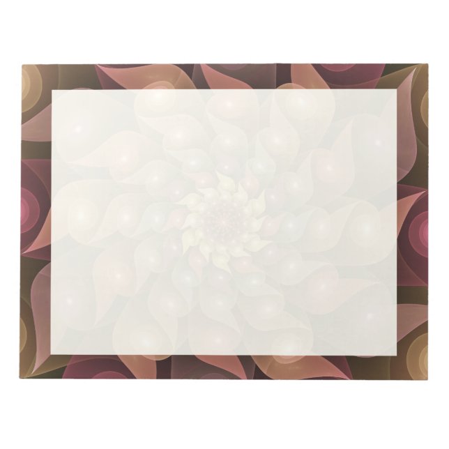 Bloco De Notas Arte Fractal Moderna Abstrato de Flor Shiny Surrea (Frente)
