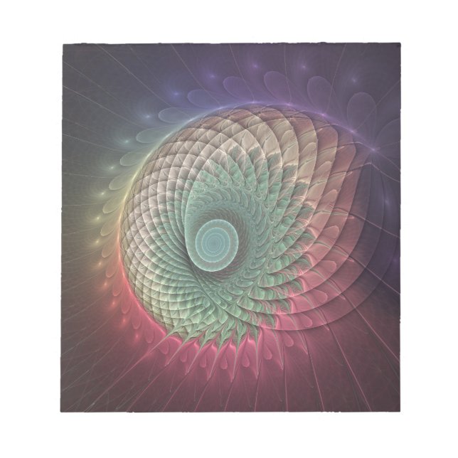 Bloco De Notas Arte fractal moderna colorida caracol abstrato (Frente)