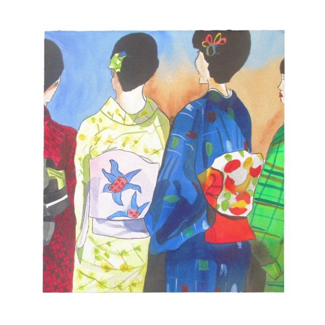 Bloco De Notas Arte Geisha Japonesa primavera kimono (Frente)