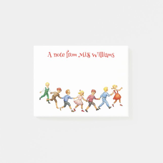 Bloco De Notas Arte Infantil Antiga Mensagem Personalizada do Pro (Frente)