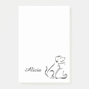 Bloco De Notas arte linear de gato e cachorro fofo