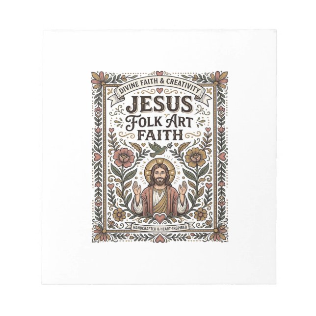 Bloco De Notas Arte Popular Jesus Fé Arte Popular Cristã Fé (Frente)