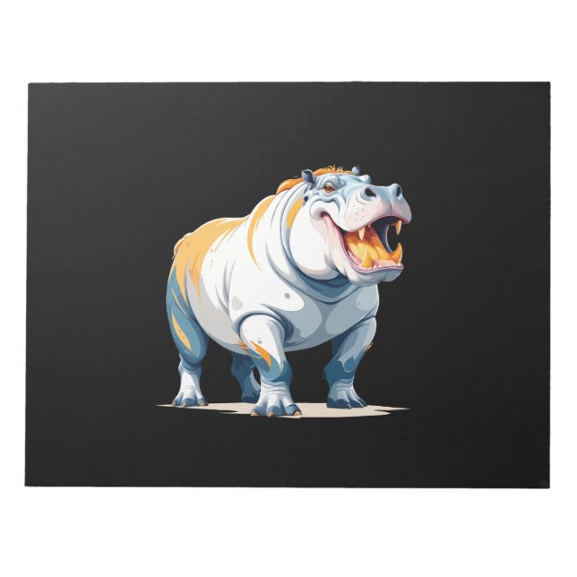Bloco De Notas Arte vetorial de Hippopotamus com cores vibrantes (Frente)