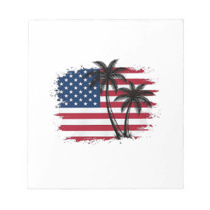 Bloco De Notas Arte vetorial de palmeira bandeira americana patri