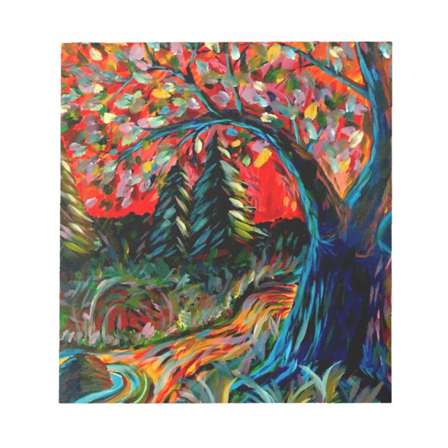 Bloco De Notas Árvore Colorida E Pintura Fluvial (Frente)