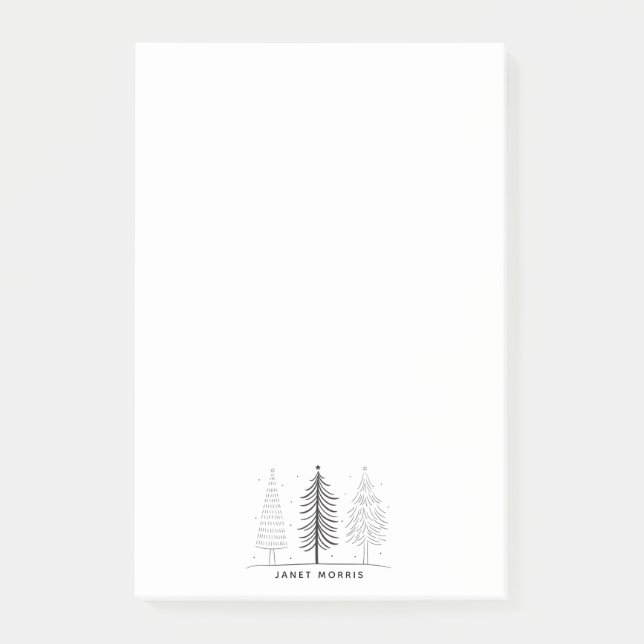 Bloco De Notas Árvore de Natal de Desenho Branco E Preto Minimali (Frente)