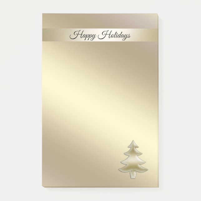 Bloco De Notas Árvore de Natal elegante e elegante do ouro (Frente)